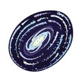Galaxy isolated element in cartoon style. Doodle space print with a spiral galaxy