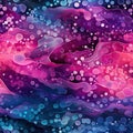 A galaxy mashup seamless pattern with fluid landscapes (tiled)