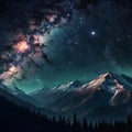 Galaxy nature aesthetic background starry sky mountain remixed media Royalty Free Stock Photo