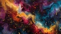 A galaxy of opulent colors embedded in a sea of inky velve