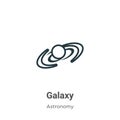 Galaxy outline vector icon. Thin line black galaxy icon, flat vector simple element illustration from editable astronomy concept Royalty Free Stock Photo