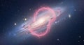 Galaxy with a pink ring of gas in space Royalty Free Stock Photo