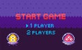 Start Game Aliens Attack, Pixel Characters Galaxy