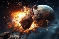 Galaxy planet collision burst explosion. Generate ai Royalty Free Stock Photo