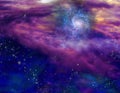 Galaxy in purple space