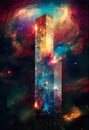 Galaxy in a rectangular shape inside a galaxy, illustration