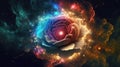 Galaxy Rose. Cosmos Flower in Space. Surreal. Colorful Background wallpaper. Royalty Free Stock Photo