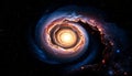 Galaxy spiral cosmic view, deep space wonder, Stock Photo, Generative AI