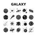 Galaxy System Space Collection Icons Set Vector