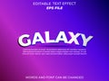 galaxy text effect, font editable, typography, 3d text. vector template