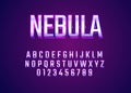 Galaxy theme font effect. Set of character alphabet and number for space game sci-fi movie game logo template