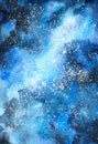 Galaxy watercolor illustration bright blue star