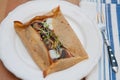 Galette de sarasin with mushrooms Royalty Free Stock Photo