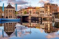 Galgewater canal in Leiden Old town, Holland, Netherlands Royalty Free Stock Photo