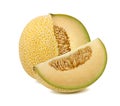 Galia melon cut from whole isolated Royalty Free Stock Photo