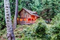 Galiano Island, BC - August 24, 2019: Exterior of Pilgrim Restaurant tucked amidst the forest of Galiano Island