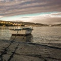 Galicia beach with rocks at sunset