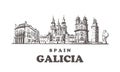 Galicia sketch skyline. Galicia, Spain hand drawn illustration