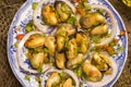 Galician mussels in vinaigrette Royalty Free Stock Photo