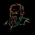 Galileo Galilei crazy colorful outline vector drawing Royalty Free Stock Photo