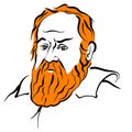 Galileo Galilei vector drawing with surface for hair