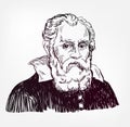 Galileo Galilei vector sketch portrait isolated Royalty Free Stock Photo
