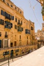 Gallarija, the typical blue closed balconies in Valletta, Malta