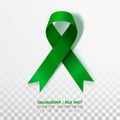 Gallbladder and Bile Duct Cancer Awareness Month. Realistic Kelly Green ribbon symbol. Medical Design. Vector