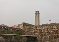 Galle Fort, Galle, Srilanka with walls, a tower and waving national flag Royalty Free Stock Photo