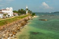 Galle, Sri Lanka: Galle fort lighthouse, Indian ocean view Royalty Free Stock Photo