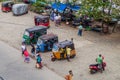 GALLE, SRI LANKA - JULY 12, 2016: Tuk tuks on a street in Gall Royalty Free Stock Photo