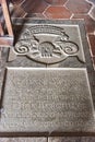 Skull and cross bones carving on a grave in the dutch church at Galle