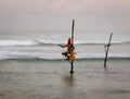 Galle, Sri Lanka - 2019-04-01 - Stilt Fishermen of Sri Lanka Spend All Day on Small Platforms to Catch Fish for Dinner