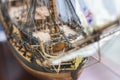 Galleon model detail made of wood. Royalty Free Stock Photo