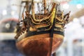 Galleon model detail made of wood. Royalty Free Stock Photo