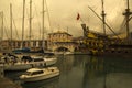 Galleon Neptune in the harbor of Genoa, Italy. The Neptune is a ship replica of a 17th-century Spanish galleon. Royalty Free Stock Photo