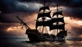 Galleon Sailing in Stormy Seas Royalty Free Stock Photo