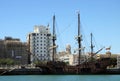 Galleon in the seaport of the ancient city of Cadiz Royalty Free Stock Photo