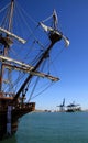 Galleon in the seaport of the ancient city of Cadiz. Royalty Free Stock Photo