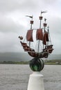 Galleon ship sculpture at portmeirion snowdonia north wales Royalty Free Stock Photo