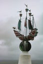 Galleon ship sculpture at portmeirion snowdonia north wales Royalty Free Stock Photo