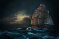 Galleon Ship In The Stormy Ocean