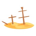 Galleon shipwreck icon cartoon vector. Old ship Royalty Free Stock Photo