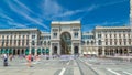 The Galleria Vittorio Emanuele II timelapse hyperlapse on the Piazza del Duomo Cathedral Square . Royalty Free Stock Photo