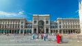 The Galleria Vittorio Emanuele II timelapse hyperlapse on the Piazza del Duomo Cathedral Square . Royalty Free Stock Photo