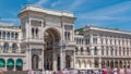 The Galleria Vittorio Emanuele II timelapse on the Piazza del Duomo Cathedral Square . Royalty Free Stock Photo