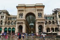 Piazza del Duomo Galleria Vittorio Emanuele II rainy day view Milan city Italy Royalty Free Stock Photo