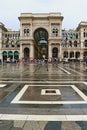 Piazza del Duomo Galleria Vittorio Emanuele II rainy day view Milan city Italy Royalty Free Stock Photo