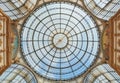 Galleria Vittorio Emanuele, low angle interior view in a sunny day,Milan, Italy Royalty Free Stock Photo