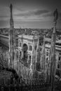 Galleria Vittorio Emanuele view from Duomo roof terrace Milan Italy black and white image Royalty Free Stock Photo